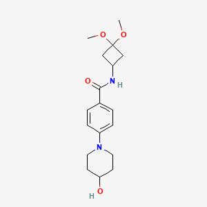 N-(3,3-dimethoxycyclobutyl)-4-(4-hydroxypiperidin-1-yl)benzamide