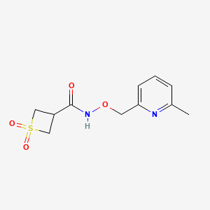 molecular formula C11H14N2O4S B7418937 N-[(6-methylpyridin-2-yl)methoxy]-1,1-dioxothietane-3-carboxamide 