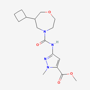 molecular formula C16H24N4O4 B7419015 Methyl 5-[(6-cyclobutyl-1,4-oxazepane-4-carbonyl)amino]-2-methylpyrazole-3-carboxylate 