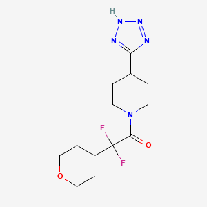 molecular formula C13H19F2N5O2 B7419032 2,2-difluoro-2-(oxan-4-yl)-1-[4-(2H-tetrazol-5-yl)piperidin-1-yl]ethanone 