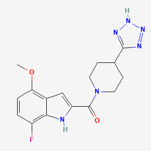 molecular formula C16H17FN6O2 B7419040 (7-fluoro-4-methoxy-1H-indol-2-yl)-[4-(2H-tetrazol-5-yl)piperidin-1-yl]methanone 