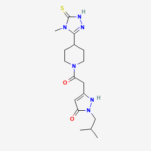 2-(2-methylpropyl)-5-[2-[4-(4-methyl-5-sulfanylidene-1H-1,2,4-triazol-3-yl)piperidin-1-yl]-2-oxoethyl]-1H-pyrazol-3-one