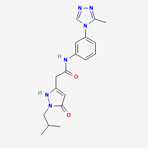 2-[2-(2-methylpropyl)-3-oxo-1H-pyrazol-5-yl]-N-[3-(3-methyl-1,2,4-triazol-4-yl)phenyl]acetamide