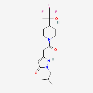 2-(2-methylpropyl)-5-[2-oxo-2-[4-(1,1,1-trifluoro-2-hydroxypropan-2-yl)piperidin-1-yl]ethyl]-1H-pyrazol-3-one