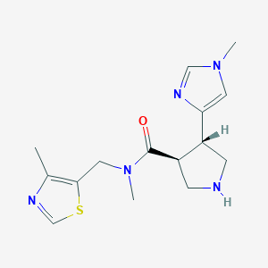 molecular formula C15H21N5OS B7419067 (3S,4S)-N-methyl-4-(1-methylimidazol-4-yl)-N-[(4-methyl-1,3-thiazol-5-yl)methyl]pyrrolidine-3-carboxamide 