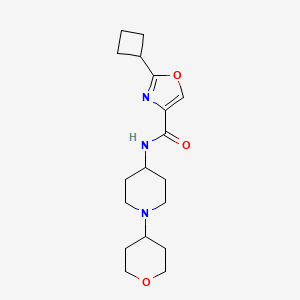 molecular formula C18H27N3O3 B7419077 2-cyclobutyl-N-[1-(oxan-4-yl)piperidin-4-yl]-1,3-oxazole-4-carboxamide 