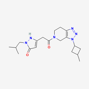 molecular formula C19H28N6O2 B7419083 5-[2-[3-(3-methylcyclobutyl)-6,7-dihydro-4H-triazolo[4,5-c]pyridin-5-yl]-2-oxoethyl]-2-(2-methylpropyl)-1H-pyrazol-3-one 