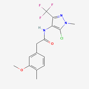 N-[5-chloro-1-methyl-3-(trifluoromethyl)pyrazol-4-yl]-2-(3-methoxy-4-methylphenyl)acetamide