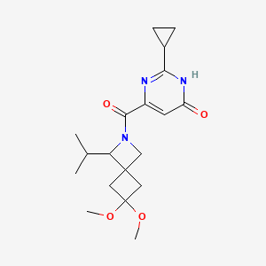 molecular formula C19H27N3O4 B7419124 2-cyclopropyl-4-(6,6-dimethoxy-3-propan-2-yl-2-azaspiro[3.3]heptane-2-carbonyl)-1H-pyrimidin-6-one 