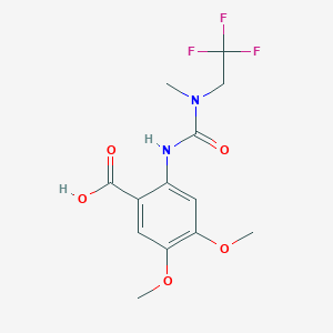 molecular formula C13H15F3N2O5 B7419130 4,5-Dimethoxy-2-[[methyl(2,2,2-trifluoroethyl)carbamoyl]amino]benzoic acid 