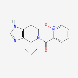 molecular formula C15H16N4O2 B7419186 (1-oxidopyridin-1-ium-2-yl)-spiro[6,7-dihydro-1H-imidazo[4,5-c]pyridine-4,1'-cyclobutane]-5-ylmethanone 