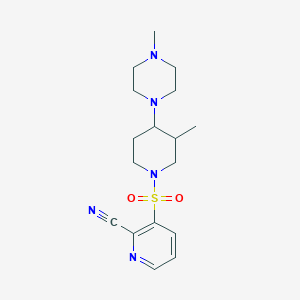 molecular formula C17H25N5O2S B7419265 3-{[3-Methyl-4-(4-methylpiperazin-1-yl)piperidin-1-yl]sulfonyl}pyridine-2-carbonitrile 