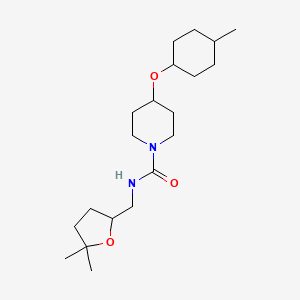 molecular formula C20H36N2O3 B7419270 N-[(5,5-dimethyloxolan-2-yl)methyl]-4-(4-methylcyclohexyl)oxypiperidine-1-carboxamide 