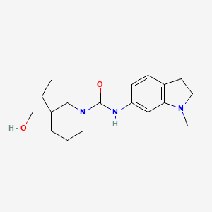 molecular formula C18H27N3O2 B7419286 3-ethyl-3-(hydroxymethyl)-N-(1-methyl-2,3-dihydroindol-6-yl)piperidine-1-carboxamide 