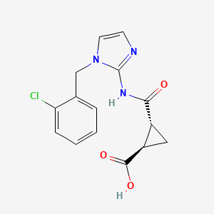 molecular formula C15H14ClN3O3 B7419377 (1R,2R)-2-[[1-[(2-chlorophenyl)methyl]imidazol-2-yl]carbamoyl]cyclopropane-1-carboxylic acid 