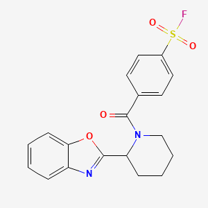 molecular formula C19H17FN2O4S B7419388 4-[2-(1,3-Benzoxazol-2-yl)piperidine-1-carbonyl]benzene-1-sulfonyl fluoride 