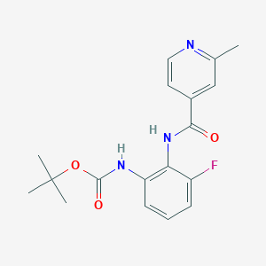 molecular formula C18H20FN3O3 B7419412 tert-butyl N-[3-fluoro-2-[(2-methylpyridine-4-carbonyl)amino]phenyl]carbamate 