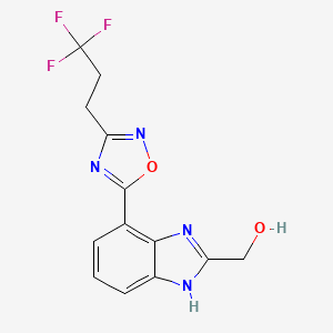 molecular formula C13H11F3N4O2 B7419429 [4-[3-(3,3,3-trifluoropropyl)-1,2,4-oxadiazol-5-yl]-1H-benzimidazol-2-yl]methanol 