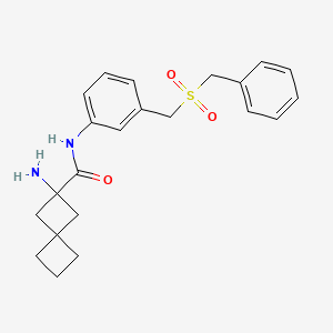 molecular formula C22H26N2O3S B7419446 2-amino-N-[3-(benzylsulfonylmethyl)phenyl]spiro[3.3]heptane-2-carboxamide 