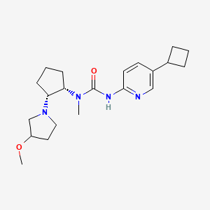 molecular formula C21H32N4O2 B7419447 3-(5-cyclobutylpyridin-2-yl)-1-[(1S,2R)-2-(3-methoxypyrrolidin-1-yl)cyclopentyl]-1-methylurea 