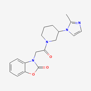 molecular formula C18H20N4O3 B7419489 3-[2-[3-(2-Methylimidazol-1-yl)piperidin-1-yl]-2-oxoethyl]-1,3-benzoxazol-2-one 