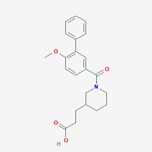 molecular formula C22H25NO4 B7419509 3-[1-(4-Methoxy-3-phenylbenzoyl)piperidin-3-yl]propanoic acid 