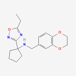 N-(2,3-dihydro-1,4-benzodioxin-6-ylmethyl)-1-(5-ethyl-1,2,4-oxadiazol-3-yl)cyclopentan-1-amine