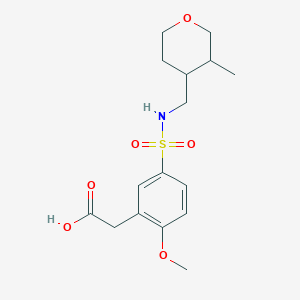 molecular formula C16H23NO6S B7419558 2-[2-Methoxy-5-[(3-methyloxan-4-yl)methylsulfamoyl]phenyl]acetic acid 