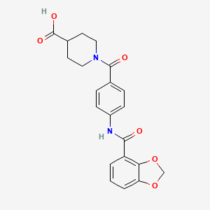 molecular formula C21H20N2O6 B7419565 1-[4-(1,3-Benzodioxole-4-carbonylamino)benzoyl]piperidine-4-carboxylic acid 