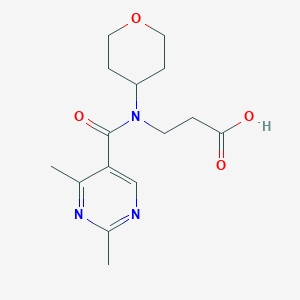 molecular formula C15H21N3O4 B7419576 3-[(2,4-Dimethylpyrimidine-5-carbonyl)-(oxan-4-yl)amino]propanoic acid 