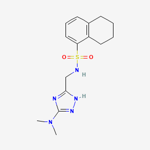 molecular formula C15H21N5O2S B7419580 N-[[3-(dimethylamino)-1H-1,2,4-triazol-5-yl]methyl]-5,6,7,8-tetrahydronaphthalene-1-sulfonamide 