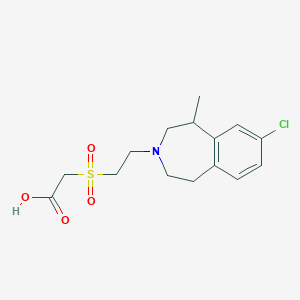 molecular formula C15H20ClNO4S B7419591 2-[2-(7-Chloro-5-methyl-1,2,4,5-tetrahydro-3-benzazepin-3-yl)ethylsulfonyl]acetic acid 