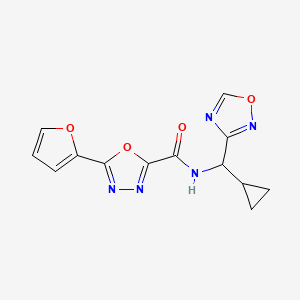 N-[cyclopropyl(1,2,4-oxadiazol-3-yl)methyl]-5-(furan-2-yl)-1,3,4-oxadiazole-2-carboxamide