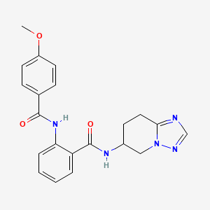 molecular formula C21H21N5O3 B7419624 2-[(4-methoxybenzoyl)amino]-N-(5,6,7,8-tetrahydro-[1,2,4]triazolo[1,5-a]pyridin-6-yl)benzamide 