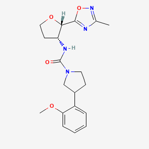 3-(2-methoxyphenyl)-N-[(2S,3R)-2-(3-methyl-1,2,4-oxadiazol-5-yl)oxolan-3-yl]pyrrolidine-1-carboxamide