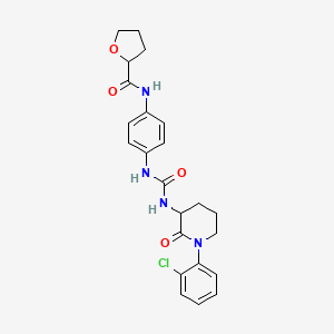 molecular formula C23H25ClN4O4 B7419723 N-[4-[[1-(2-chlorophenyl)-2-oxopiperidin-3-yl]carbamoylamino]phenyl]oxolane-2-carboxamide 