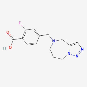 molecular formula C14H15FN4O2 B7419732 2-Fluoro-4-(4,6,7,8-tetrahydrotriazolo[1,5-a][1,4]diazepin-5-ylmethyl)benzoic acid 