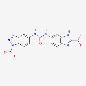 molecular formula C17H12F4N6O B7419751 1-[2-(difluoromethyl)-3H-benzimidazol-5-yl]-3-[1-(difluoromethyl)indazol-5-yl]urea 