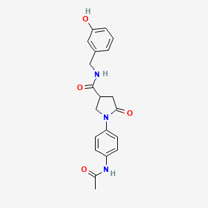 molecular formula C20H21N3O4 B7419757 1-(4-acetamidophenyl)-N-[(3-hydroxyphenyl)methyl]-5-oxopyrrolidine-3-carboxamide 