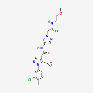 molecular formula C22H25ClN6O3 B7419769 1-(3-chloro-4-methylphenyl)-5-cyclopropyl-N-[1-[2-(2-methoxyethylamino)-2-oxoethyl]pyrazol-4-yl]pyrazole-4-carboxamide 