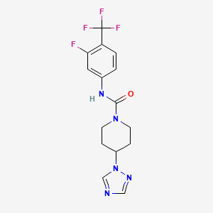 molecular formula C15H15F4N5O B7419805 N-[3-fluoro-4-(trifluoromethyl)phenyl]-4-(1,2,4-triazol-1-yl)piperidine-1-carboxamide 