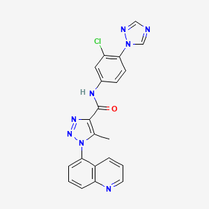 molecular formula C21H15ClN8O B7419822 N-[3-chloro-4-(1,2,4-triazol-1-yl)phenyl]-5-methyl-1-quinolin-5-yltriazole-4-carboxamide 