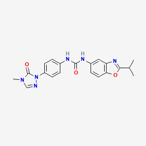 molecular formula C20H20N6O3 B7419837 1-[4-(4-Methyl-5-oxo-1,2,4-triazol-1-yl)phenyl]-3-(2-propan-2-yl-1,3-benzoxazol-5-yl)urea 