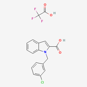 molecular formula C18H13ClF3NO4 B7419865 1-[(3-Chlorophenyl)methyl]indole-2-carboxylic acid;2,2,2-trifluoroacetic acid 