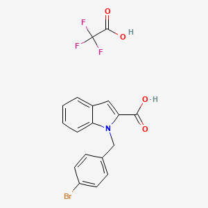 molecular formula C18H13BrF3NO4 B7419886 1-[(4-Bromophenyl)methyl]indole-2-carboxylic acid;2,2,2-trifluoroacetic acid 