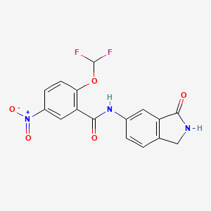 molecular formula C16H11F2N3O5 B7419929 2-(difluoromethoxy)-5-nitro-N-(3-oxo-1,2-dihydroisoindol-5-yl)benzamide 