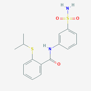 molecular formula C16H18N2O3S2 B7419938 2-propan-2-ylsulfanyl-N-(3-sulfamoylphenyl)benzamide 