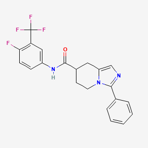 molecular formula C21H17F4N3O B7419956 N-[4-fluoro-3-(trifluoromethyl)phenyl]-3-phenyl-5,6,7,8-tetrahydroimidazo[1,5-a]pyridine-7-carboxamide 