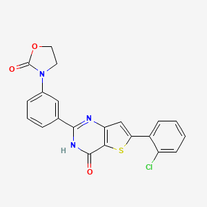 molecular formula C21H14ClN3O3S B7419973 3-[3-[6-(2-chlorophenyl)-4-oxo-3H-thieno[3,2-d]pyrimidin-2-yl]phenyl]-1,3-oxazolidin-2-one 