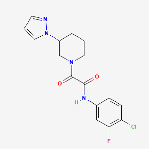 molecular formula C16H16ClFN4O2 B7419988 N-(4-chloro-3-fluorophenyl)-2-oxo-2-(3-pyrazol-1-ylpiperidin-1-yl)acetamide 